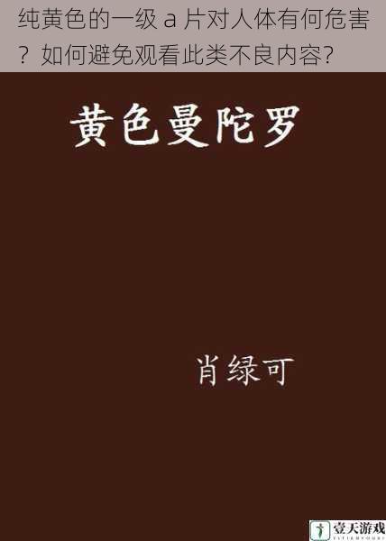 纯黄色的一级 a 片对人体有何危害？如何避免观看此类不良内容？